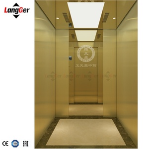 Ascensor de Pasajeros LangGer Factory Vvvf AC 630kg con Acabado Espejo Dorado, Puerta de Vidrio y Acero Inoxidable para Apartamentos y Casas - Product Image 1