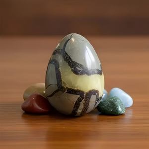 Ornements en pierre naturelle de cristal en forme d'œuf de tortue, collection originale de pierres brutes pour bijoux et décoration intérieure, faits à la main - Product Image 5