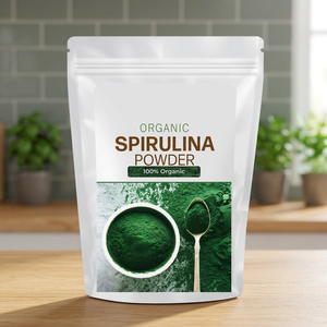 Poudre de spiruline 100% biologique, algues bleu-vertes de qualité supérieure, complément alimentaire riche en nutriments pour le bien-être quotidien. - Product Image 1