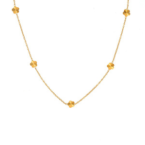 Steel <b>Statement</b> Choker <b>Necklace</b> for Women | 18K Gold Plated Wrinkled Flower Pendant | Unique & Trendy Design - Product Image 1