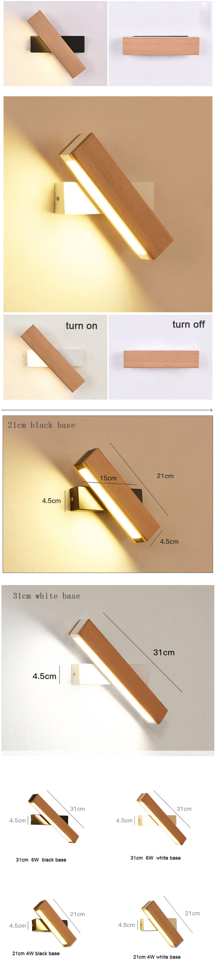 Modern Decorative Indoor Interior Wood Mounted Beside Bed LED Wall Sconce Light