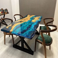 Table de salle à manger en bois de noyer massif de luxe, avec plateau en résine époxy, idéale pour café, cuisine, restaurant, directement de l'usine