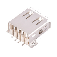 Prise USB 2.0 Type-A Femelle 4 Broches Full SMT |   Connecteur résistant aux hautes températures avec broches de positionnement et bord roulé