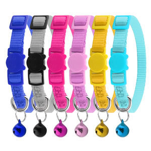 Fabricante al por mayor logotipo personalizado 100% nailon puro gato Breakaway seguridad mascota <span class=keywords><strong>Collar</strong></span> lujo Simple nailon sólido Material campana etiqueta - Product Image 1