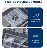 Évier de cuisine intelligent numérique OEM à 4 touches en acier inoxydable 304, triple cascade avec porte-couteaux, lave-tasses et pistolet pulvérisateur