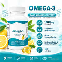 Gélules d'huile de poisson 90 unités, haute pureté Omega-3, saveur citron, compléments alimentaires pour le soutien des fonctions cérébrales, OEM/ODM