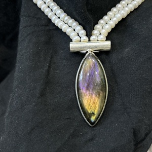Best Selling Highly Polished <b>Silver</b> <b>Necklace</b> for Women Labradorite Freshwater <b>Pearl</b> Great for Weddings Anniversaries Engagement - Product Image 2