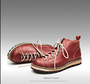Men's Genuine Leather Work <b>Boots</b> High Top Casual <b>Boots</b> - Product Image 3