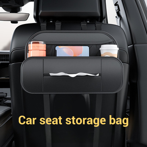 Leather Car Storage Bags Seat Back Hanging Bag Car <b>Accessories</b> Organizer Automotive Goods Stowing Tidying Tissue Boxes - Product Image 2