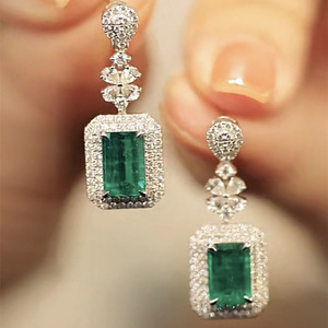 <b>Square</b> Cubic Zirconia Earrings for Women Elegant Sparkling Evening Jewelry - Product Image 3