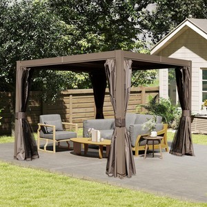 Pergola à lames orientables en aluminium 10x10FT, système de gouttières intégré, cadre résistant à la corrosion, design moderne - Product Image 1