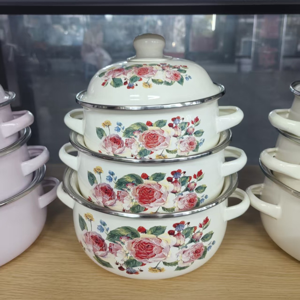 ensemble de pots frais naturels blancs 3 pièces