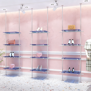 Présentoir mural en acier inoxydable pour magasin de vêtements et de chaussures, étagères de rangement pour sacs en acrylique - Product Image 1