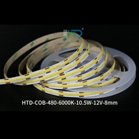 Bande LED FCOB à découpe libre 12/24V 480 LED/m 5m, télécommande, intensité variable, IP20, certifiée ETL & CE, éclairage pour armoires de cuisine