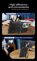 Coques de téléphone à objectif coulissant populaires pour Samsung Galaxy S26 S25 S24 S23 S22 S21 Ultra Protection de l'appareil photo contre les chocs Anneau de support Coque arrière