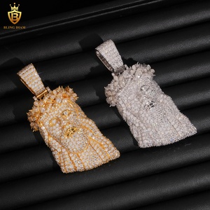 Liontin Yesus Moissanite baru liontin gaya Hip Hop 925 liontin perak Moissanite Ice Out perhiasan penguji berlian dengan GRA - Product Image 2