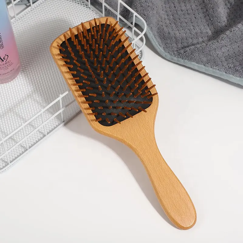 1PC Square Wood Comb Bamboo Air Cushion Comb High Elastic Head Smooth Hair Not Knotted Practical Comb Hair Loss Massage Brush