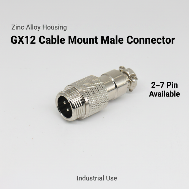 GX12 2Pin 3Pin 4Pin 5Pin 6Pin 7Pin Cable Mount Male Aviation Circular Connector, Solder Type, Zinc Alloy Shell