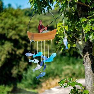 Carillon éolien créatif moderne en métal artisanal avec pendentif en verre coloré pour décoration de jardin et cour extérieure - Product Image 2