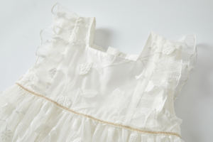 Vestido <span class=keywords><strong>Maxi</strong></span> Infantil 2025, Último Estilo, Verano, Algodón, Encaje Blanco, Manga con Volantes 3D, Cuello Cuadrado, Bordado, ODM, Ecológico, Lavable - Product Image 4