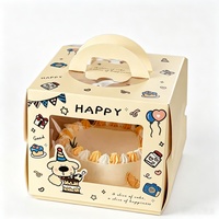 Emballage pour desserts, emballage cadeau de Noël, boîte à pâtisserie, boîte à gâteau d'anniversaire avec impression de logo personnalisé, fenêtre transparente en PET, poignée portable