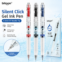 Stylo gel noir en plastique de 0,5 mm, rétractable, avec grip antidérapant, vente en gros, fournitures scolaires pour étudiants