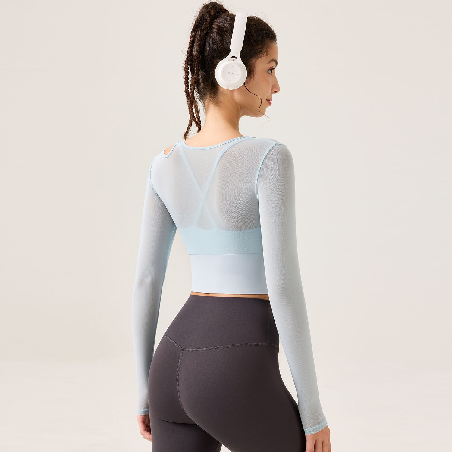 Autumn Winter Yoga Nine Quarter Long Sleeve Slim-fit Lightweight Spandex/Nylon Solid Sweat-Wicking Fashion T-shirt Outdoor