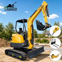 Excavator LAWNIO Langsung dari Pabrik, Kabin Opsional, Kontrol Pilot, Track Karet, Untuk Pekerjaan Pertanian, Halaman, Pro Situs, Excavator Tugas Berat