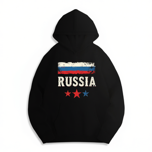 Sudadera con Capucha para Mujer, Diseño de Bandera de Rusia Desgastada, Impresión por Transferencia de Calor, Tejido de Punto, 100% Poliéster, Ropa de Otoño - Product Image 1