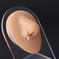 Cincin Hidung Berlapis Emas dengan Batu CZ, Perhiasan Tindik Hidung Bentuk Bintang, Anting Hidung Gantung untuk Wanita