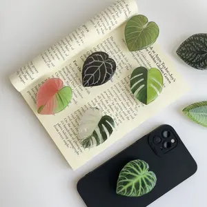 Hot Selling Plant Leaf Design Acrylic Phone Socket Foldable Mobile Phone Holder Stand Poppings Phone Grip Stand