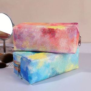 Bolsa de Maquillaje Impermeable de Piel Sintética PU para Mujer, Estilo Tie Dye, Bolsa de Cosméticos Portátil para Viaje - Product Image 5