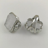 Bague en cristal de sucre cube en laiton haute sensibilité en or rétro français Niche carrée en pierre naturelle 18 carats pour mariages exagérés