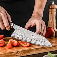 Grandsharp 7.5 pouces couteau Santoku japonais 67 couches acier damas Santoku couteau de cuisine en Fiber de carbone feuille d'or poignée en résine