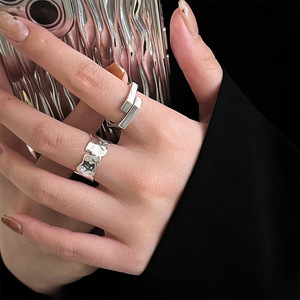Yinruitai S925 Sterling Silver Geometric <b>Ring</b> Women's Index Finger Minimalist Design Everyday Wear - Product Image 3