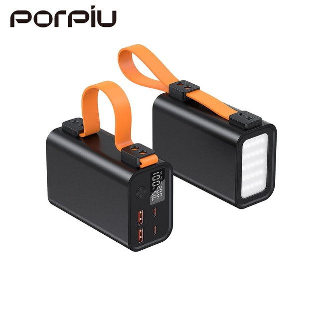 PORPIU Hot Sale PD100W Fast Charging Aluminum Alloy Laptop Portable Power Banks 30000mah Power Bank LED Display
