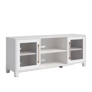 Mesa de madera para sala de estar, soporte de TV de estilo moderno, lujoso, blanco brillante