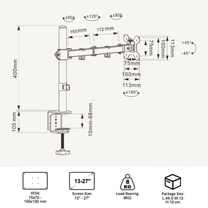 <span class=keywords><strong>Bras</strong></span> de moniteur unique réglable en hauteur, pivotant à 360 degrés, en acier allié noir, certifié CE, en stock <span class=keywords><strong>pour</strong></span> les <span class=keywords><strong>écran</strong></span>s <span class=keywords><strong>d</strong></span>'<span class=keywords><strong>ordinateur</strong></span> de 13 à 27 pouces - Product Image 6
