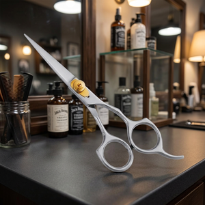 Ciseaux de coiffure professionnels en acier inoxydable à pointe affûtée pour droitiers, à long manche - Product Image 3