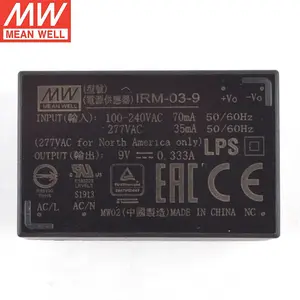 Mean Well IRM-03-9 3W 9V Output Low Watts Low Power Small Watts AC-DC Module Type Power Supply PCB Mount Green Power Module