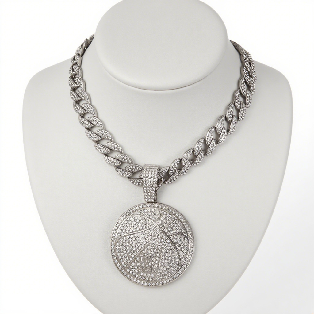 Ciondolo in argento con catena cubana 18 pollici (45cm)