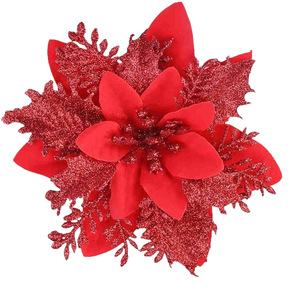 Adornos Navideños de Flores Artificiales, Decoraciones para Árboles de Navidad en Dorado, Plateado y Rojo, Tela No Tejida - Product Image 5