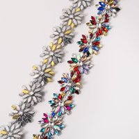 Nouvelles Appliques en Strass, Patchs en Forme de Navette, Pierres en Verre Cristal à Griffes, Strass Thermocollants, Garniture Florale pour Décoration de Robe