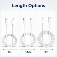 Câble en nylon tressé double USB-C 60W, charge rapide PD, 1m/1,5m/2m, garantie 12 mois pour iPhone et ordinateur portable