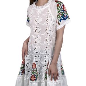 Robe Bohème Gothique Brodé de Fleurs, Robe de Soirée Décontractée Ucraine & Ghana, Robes Amples en Lin à Manches Longues pour Femmes - Product Image 1