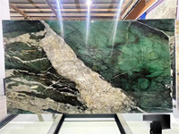 Revêtement mural en marbre et granit brésilien, dalles de quartzite vert Patagonie, carreaux translucides Cristallo, table à manger