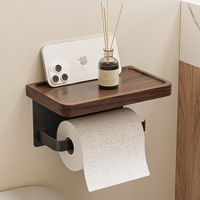 Porte-papier toilette mural en bois massif, moderne, luxueux et écologique, avec étagère pour rangement de salle de bain et support pour téléphone