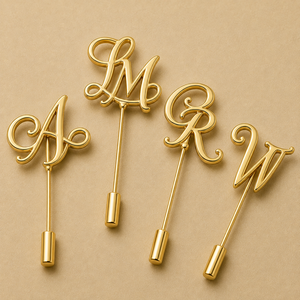 Pin de Solapa Personalizado con Iniciales en Oro, Broche de Traje con Monograma, Regalo de Boda, Chapado en Aleación de Zinc - Product Image 1