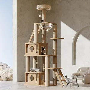 लकड़ी बिल्ली के पेड़ घर कंंडोस लकड़ी की बिल्ली के साथ लकड़ी की बिल्ली टॉवर के उत्पाद - Product Image 1