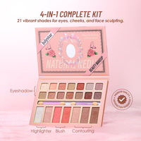 Palette de maquillage visage bio exclusive 21 couleurs tout-en-un, fard à paupières mat, paillettes fines, contouring, illuminateur, blush